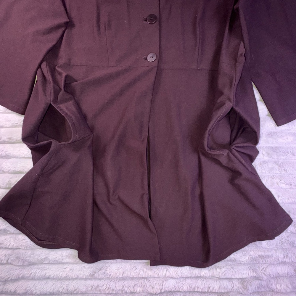 Eileen Fisher Cardigan Womens 1X Button Front Brown Slinky Liquid Knit Lagenlook - Picture 9 of 14